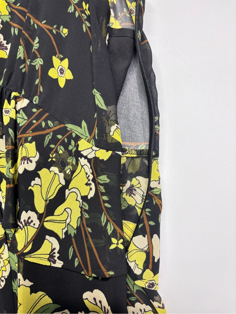 ✨Who What Wear Maxi Dress Black Floral Yellow Bloom Print Size S - Picture 8 of 12